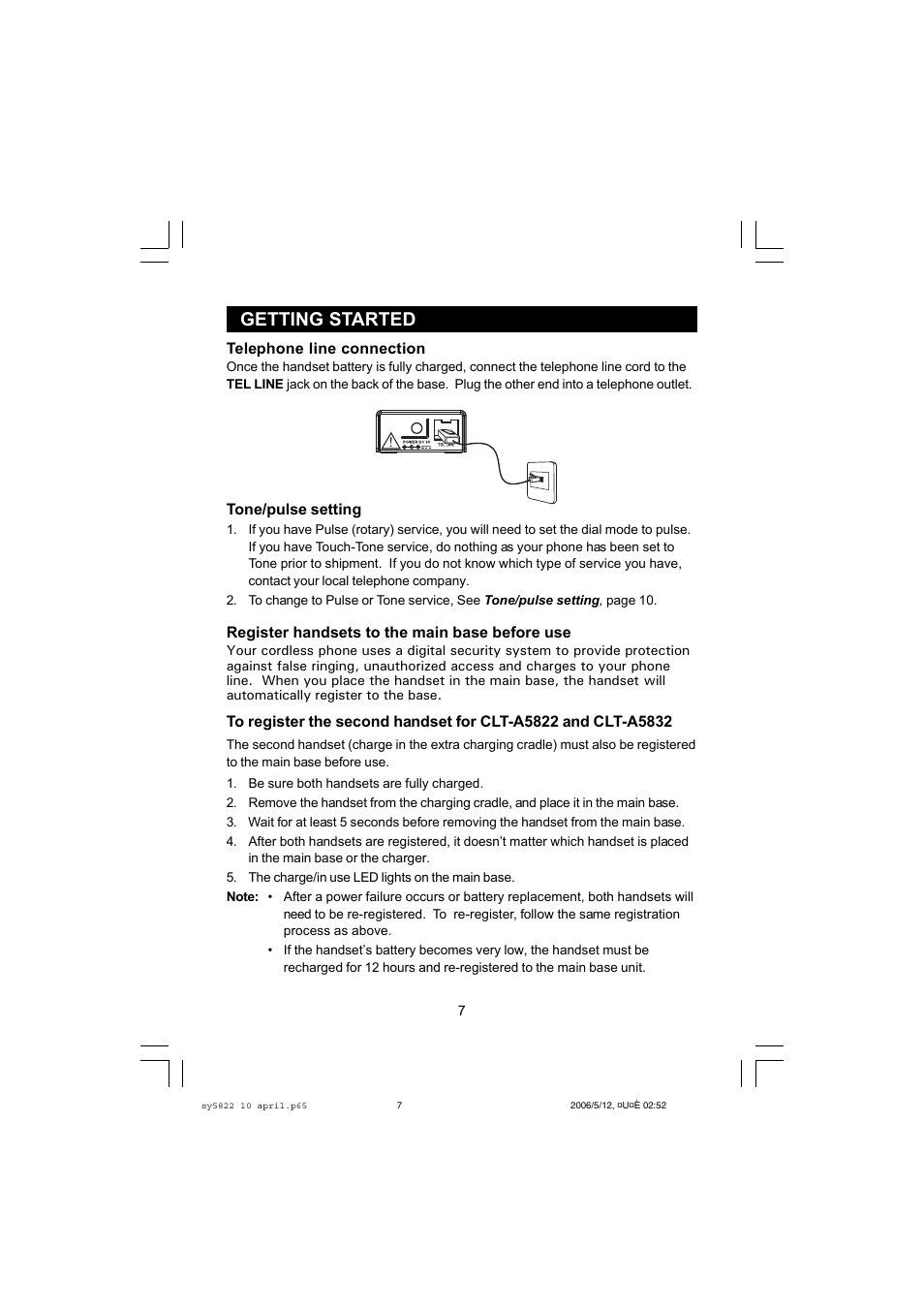 Getting started | Sanyo CLT-A5822 User Manual | Page 7 / 34