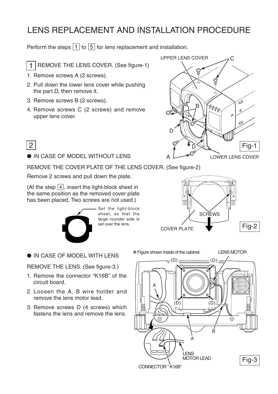 Lens replacement and installation procedure | Sanyo LNS-W01Z User Manual | Page 3 / 4