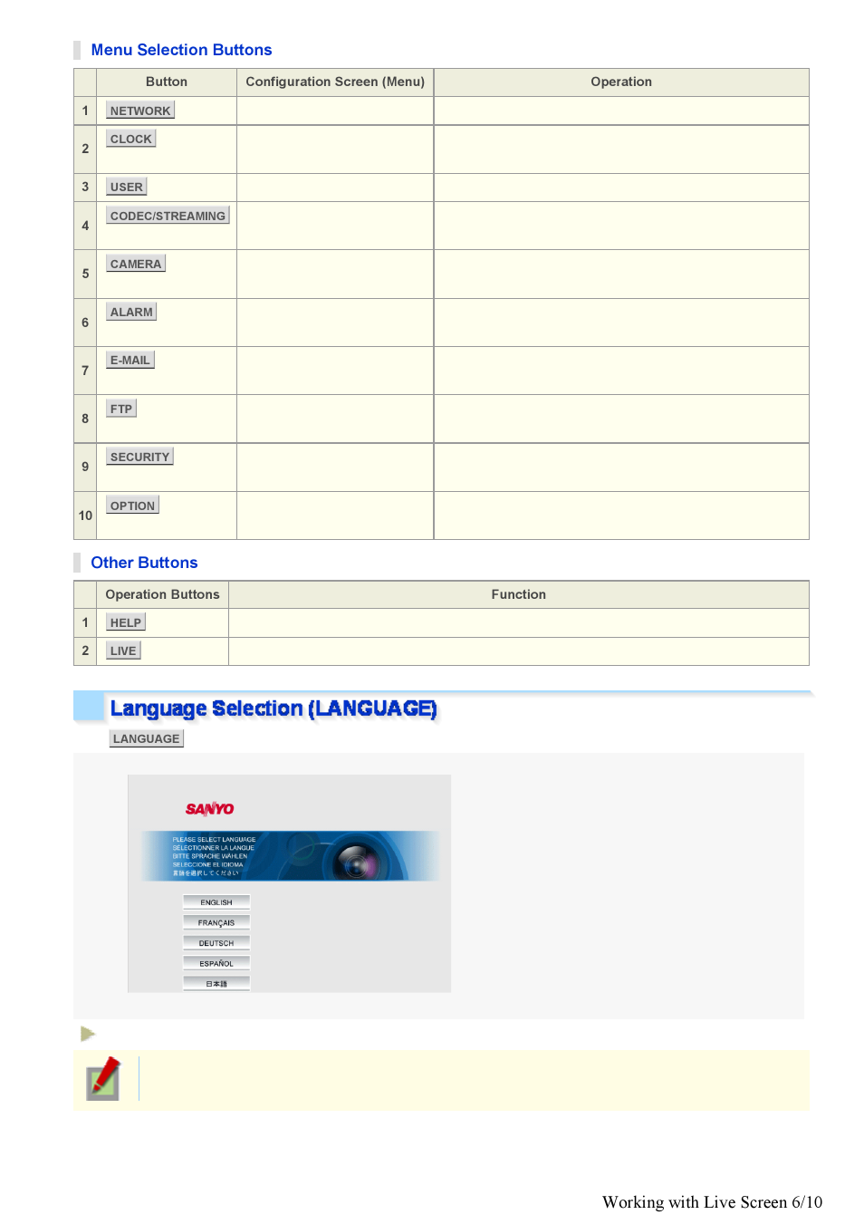 Working with live screen 6/10 | Sanyo VDC-HD3100/HD3100P User Manual | Page 44 / 116