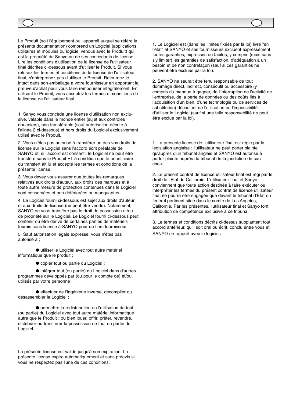 Expiration, Exclusion, Remarques générales | Sanyo CE42SR1 User Manual | Page 15 / 68