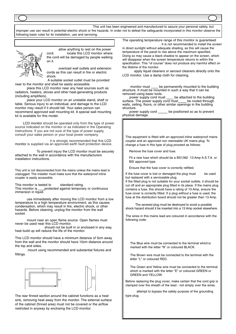 Safety, Safety precautions precautions, Installation and use | Important: (uk only) | Sanyo CE42SR1 User Manual | Page 2 / 68