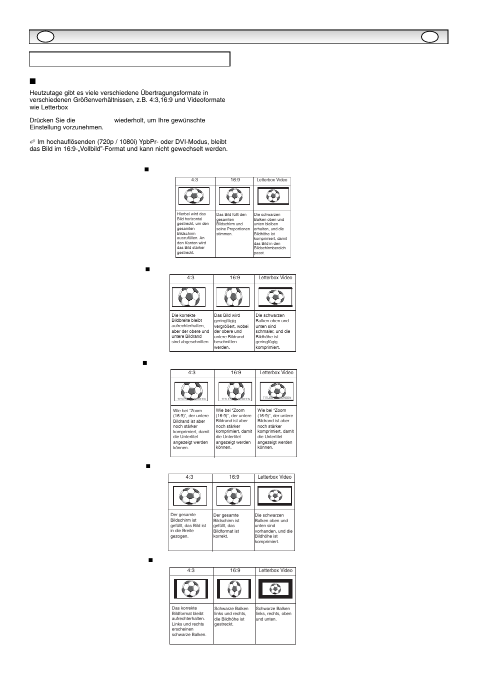 Bedienung, Bildgröße auswählen, Bildschirmeinstellungen | Sanyo CE42SR1 User Manual | Page 31 / 68