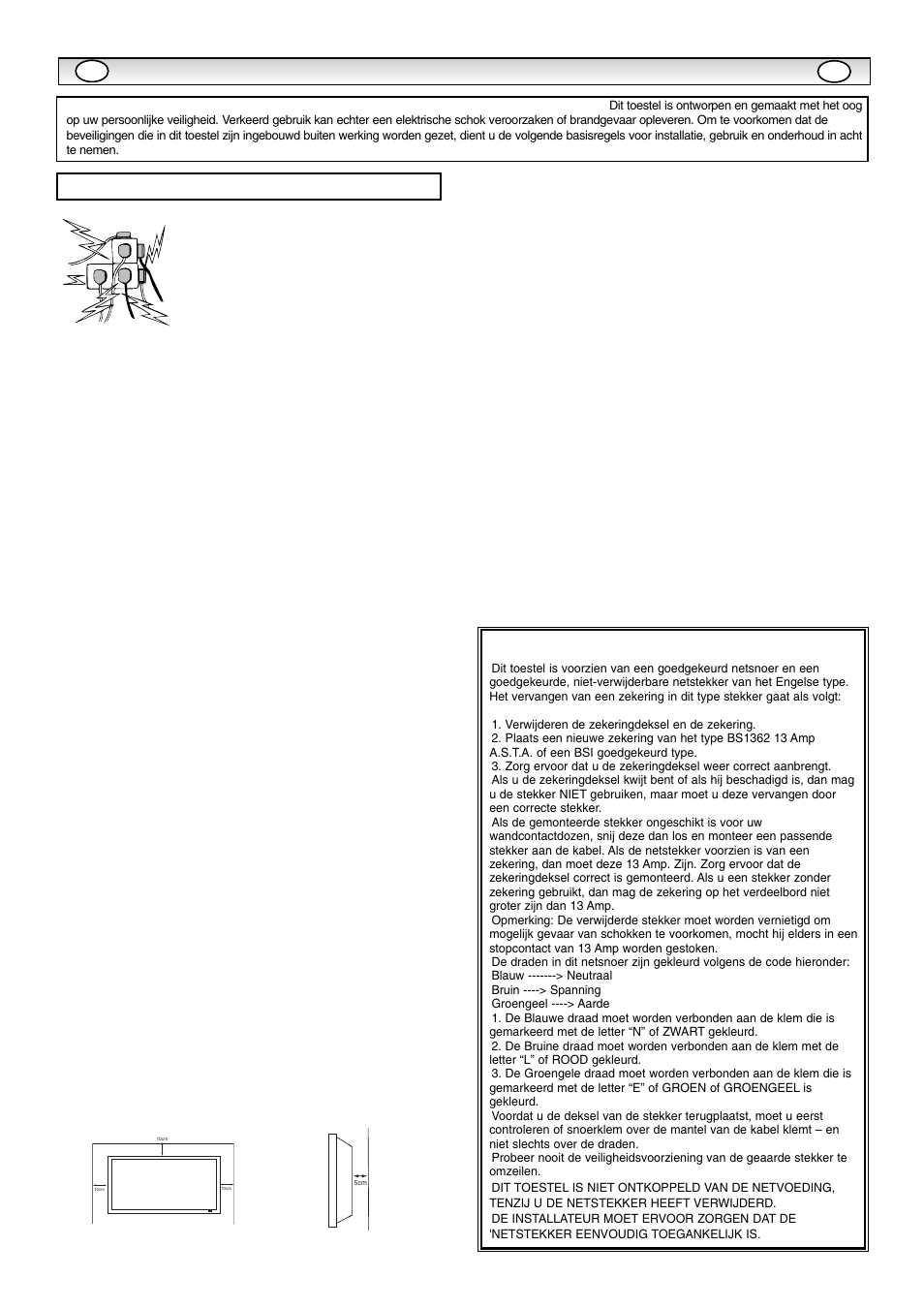 Veiligheidsmaa, Installatie/gebruik | Sanyo CE42SR1 User Manual | Page 33 / 68