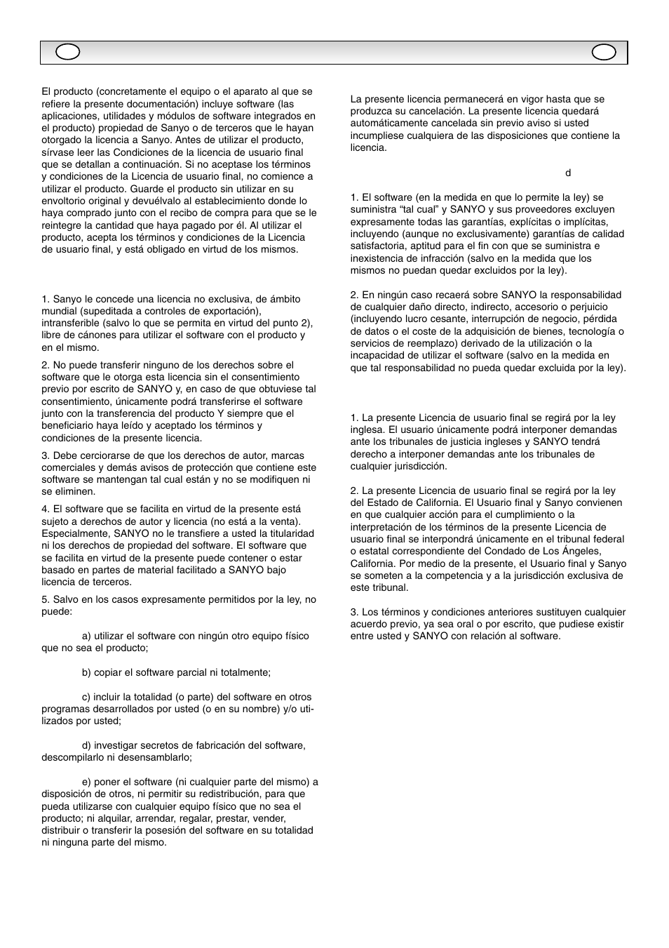 Licencia de usuario final | Sanyo CE42SR1 User Manual | Page 55 / 68