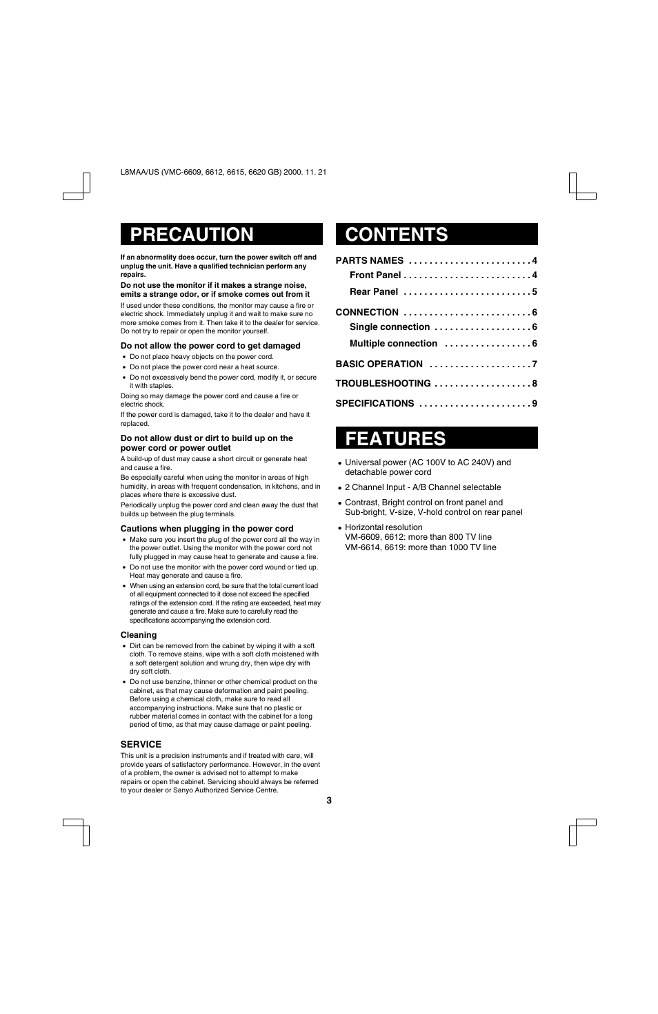 Sanyo VM-6619 User Manual | Page 4 / 11