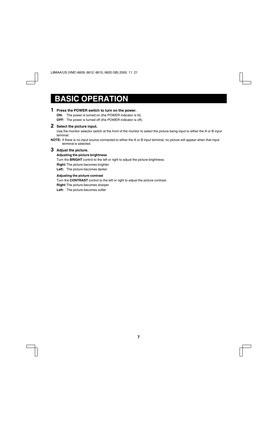 Basic operation | Sanyo VM-6619 User Manual | Page 8 / 11