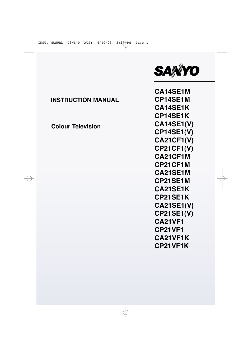 Sanyo CA14SE1(V) User Manual | 20 pages