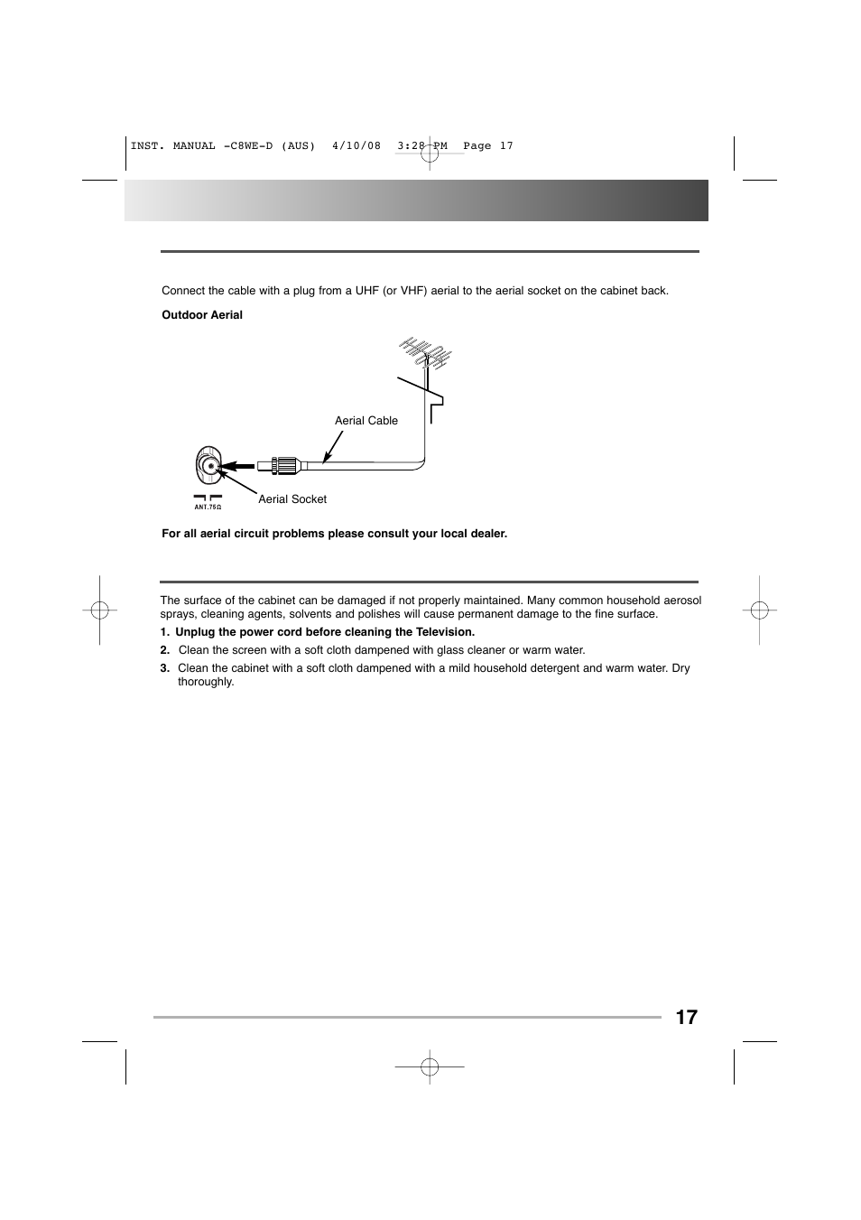 Aerial connection / car | Sanyo CA14SE1(V) User Manual | Page 17 / 20