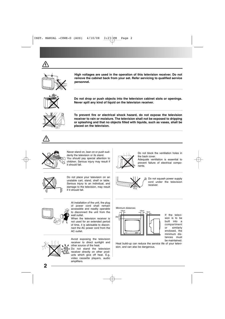 War ar nings and cautions nings and cautions 2, Warning caution | Sanyo CA14SE1(V) User Manual | Page 2 / 20