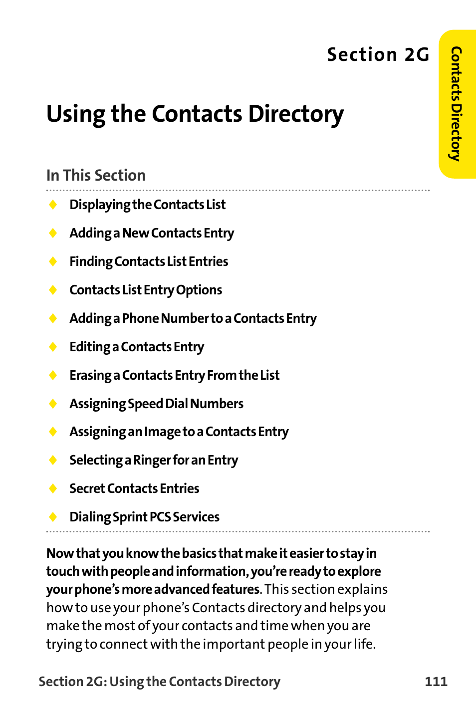 Using the contacts directory | Sanyo VI-2300 User Manual | Page 123 / 286