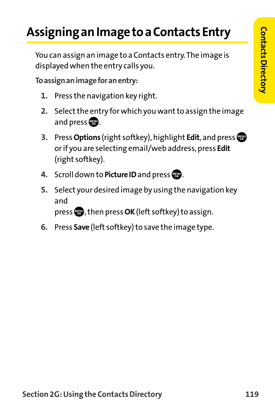 Assigning an image to a cont, Assigning an image to a contacts entry | Sanyo VI-2300 User Manual | Page 131 / 286