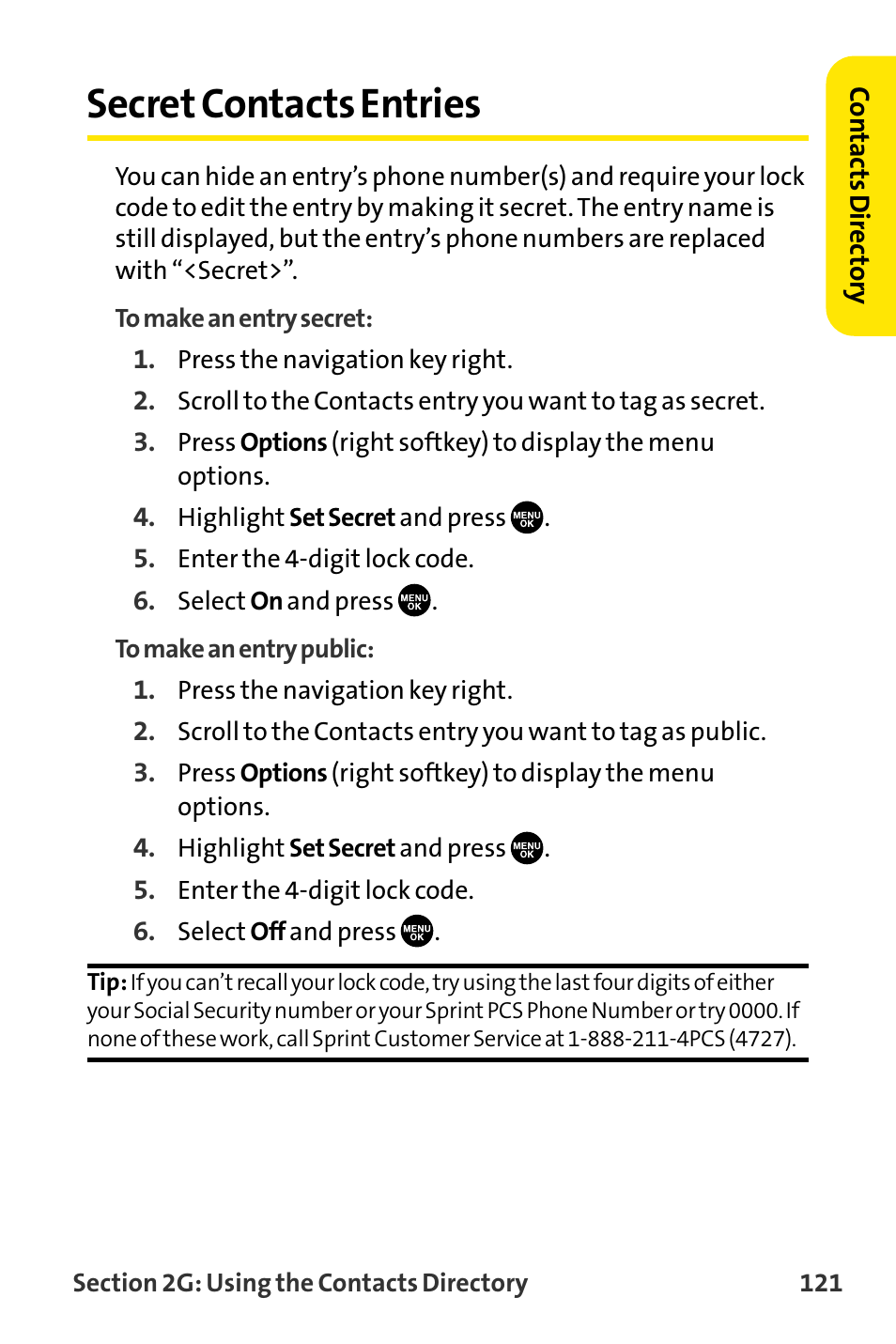 Secret contacts entries | Sanyo VI-2300 User Manual | Page 133 / 286