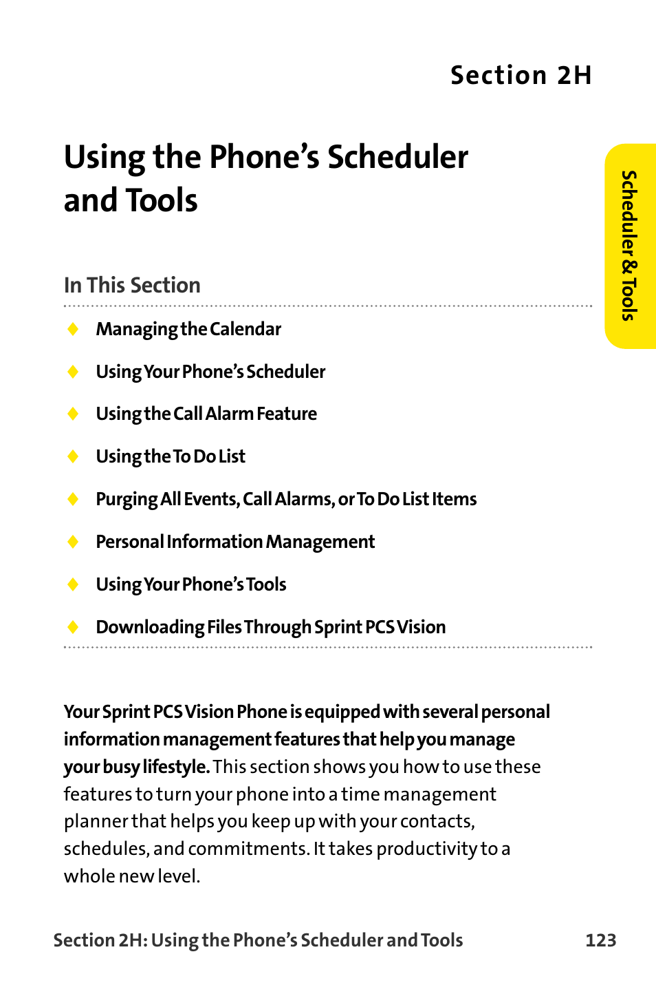 Using the phone’s scheduler, Using the phone’s scheduler and tools | Sanyo VI-2300 User Manual | Page 135 / 286