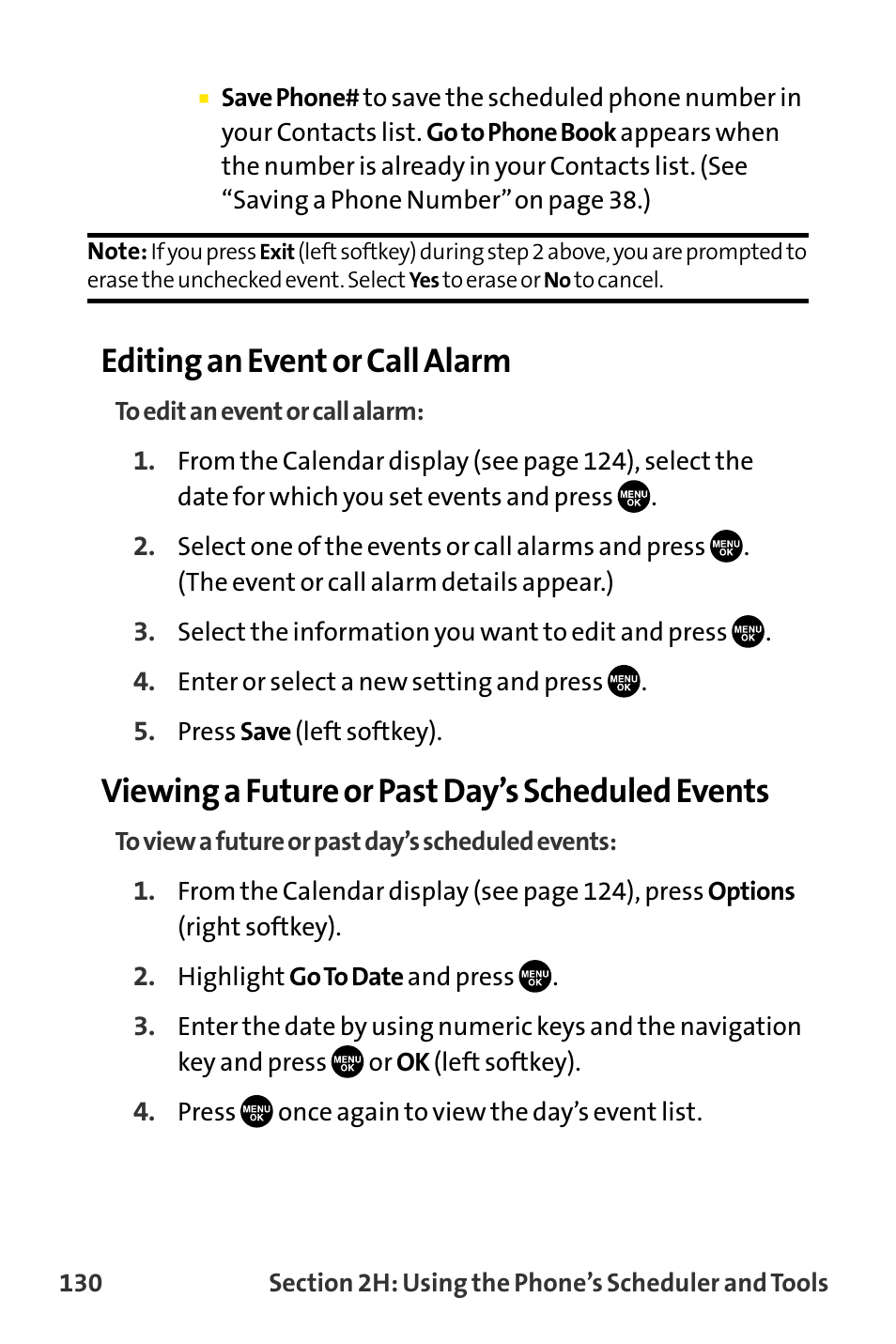 Editing an event or call alarm, Viewing a future or past day’s scheduled events | Sanyo VI-2300 User Manual | Page 142 / 286