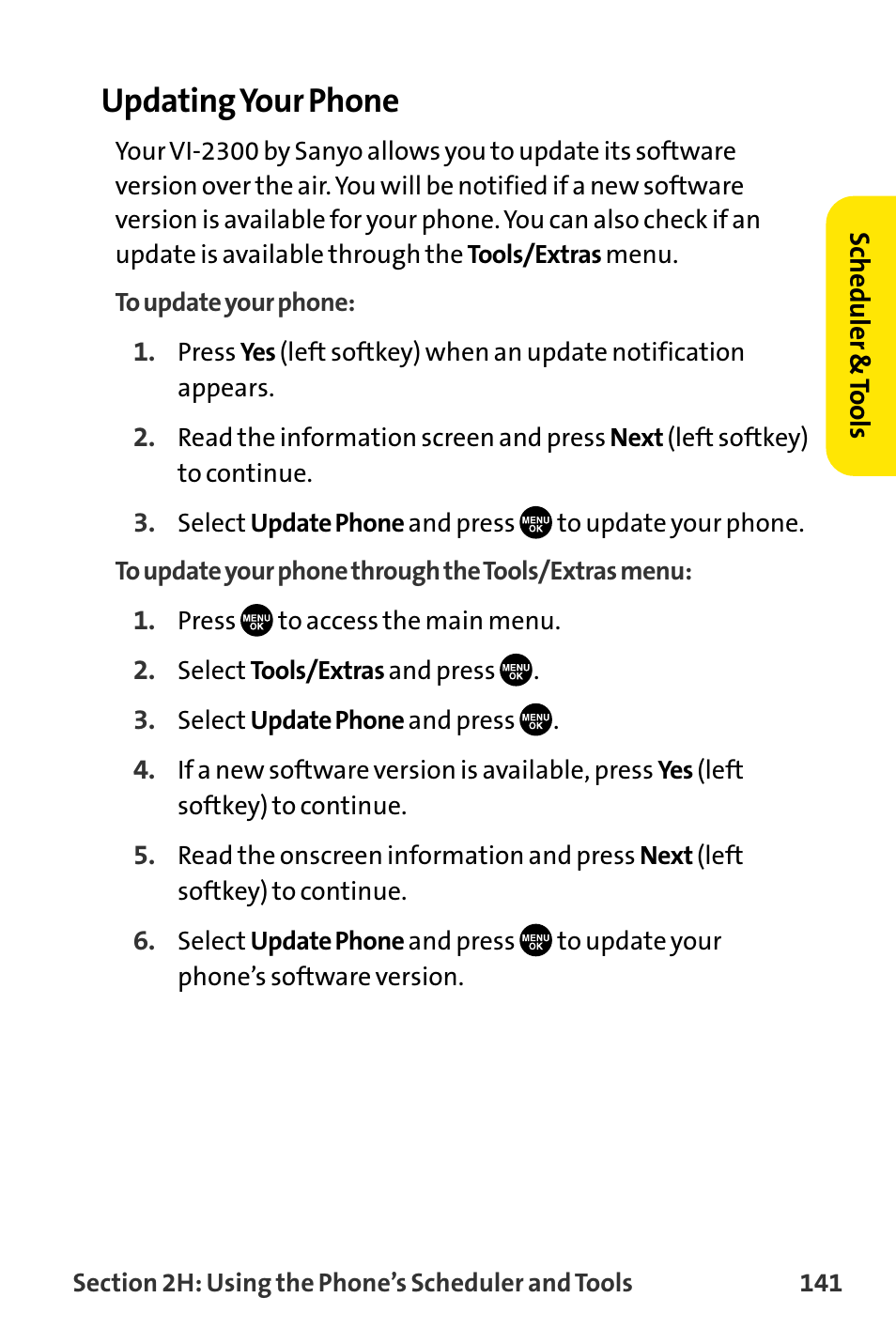 Updating your phone | Sanyo VI-2300 User Manual | Page 153 / 286