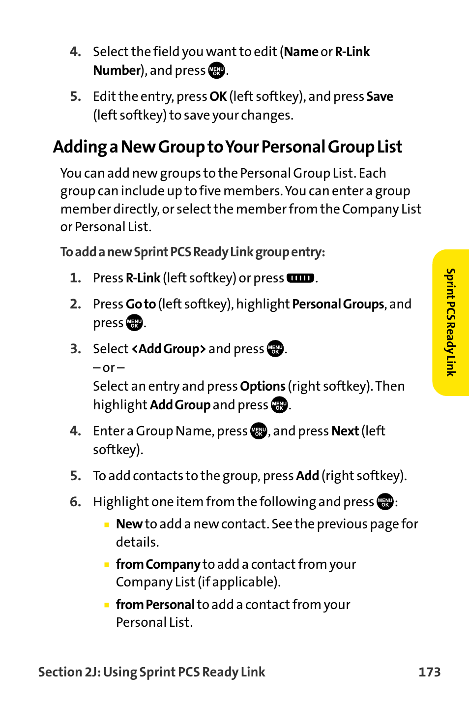 Adding a new group to your personal group list | Sanyo VI-2300 User Manual | Page 185 / 286
