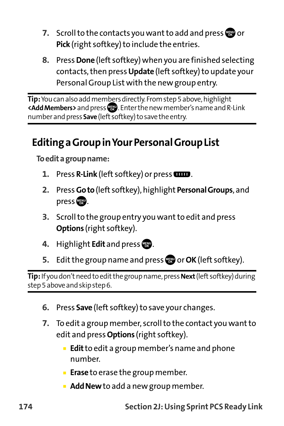 Editing a group in your personal group list | Sanyo VI-2300 User Manual | Page 186 / 286