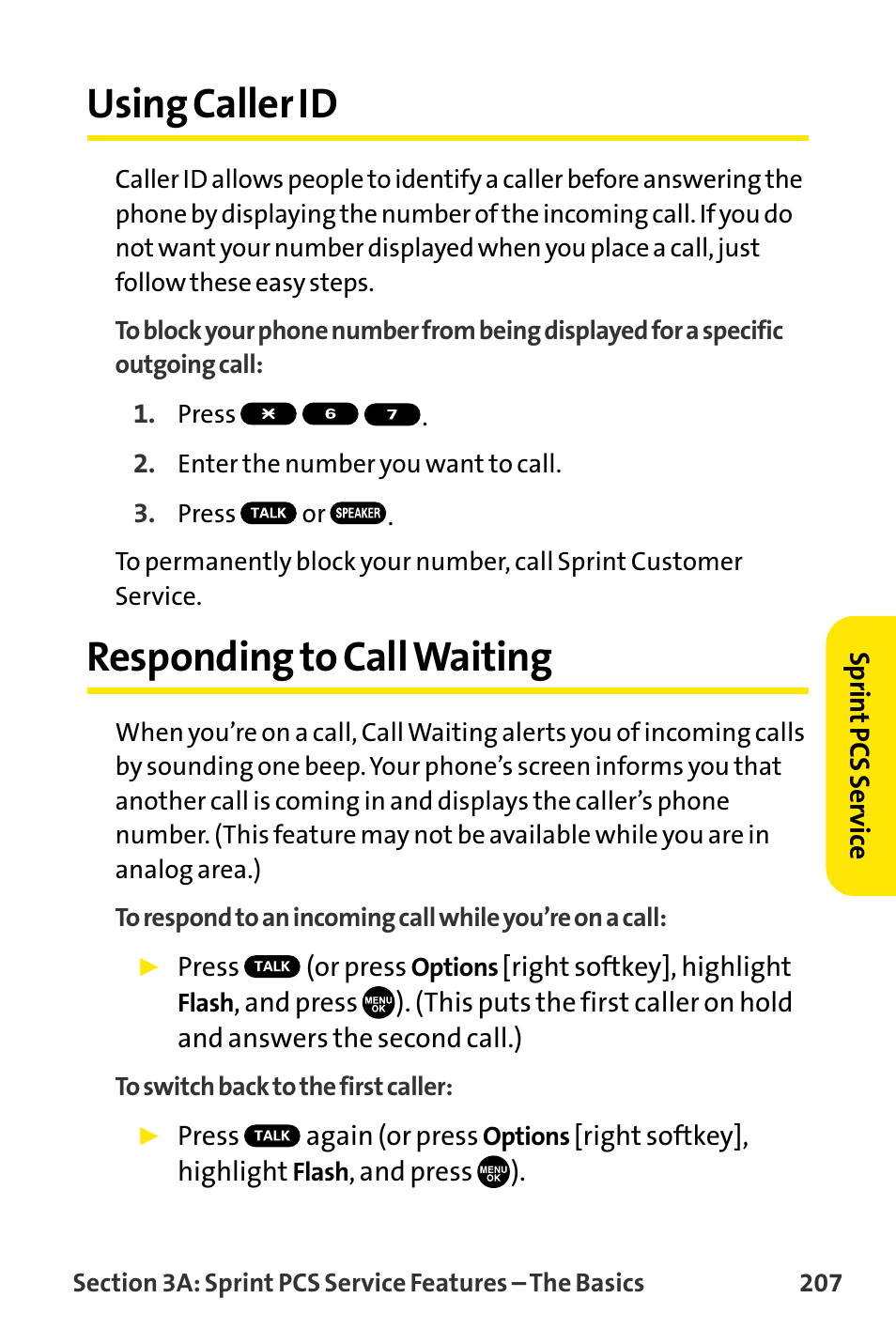 Using caller id, Responding to call waiting | Sanyo VI-2300 User Manual | Page 219 / 286