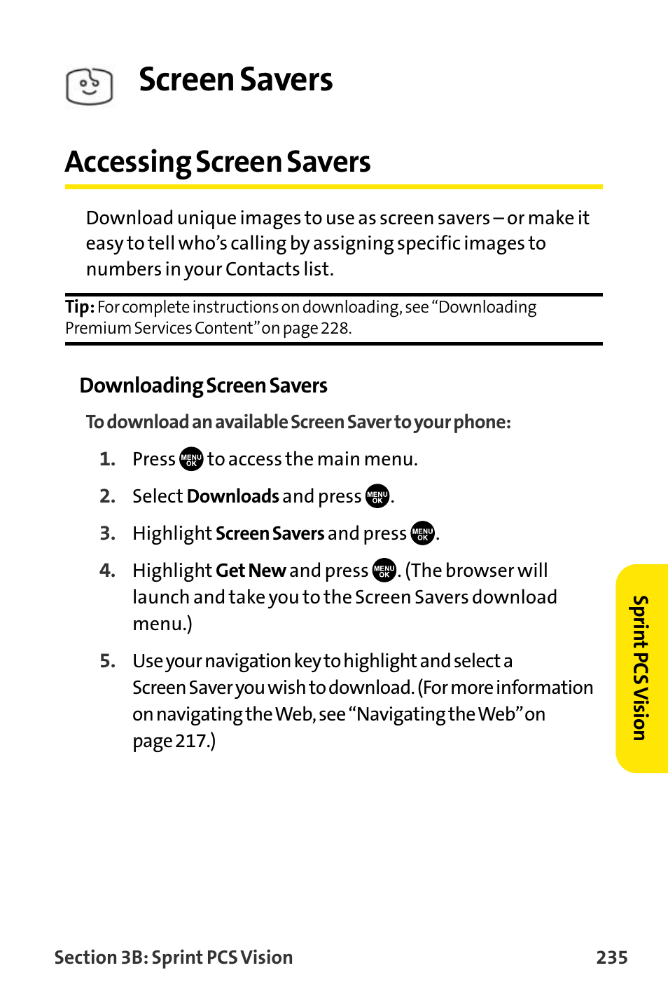 Accessing screen savers, Screen savers | Sanyo VI-2300 User Manual | Page 247 / 286