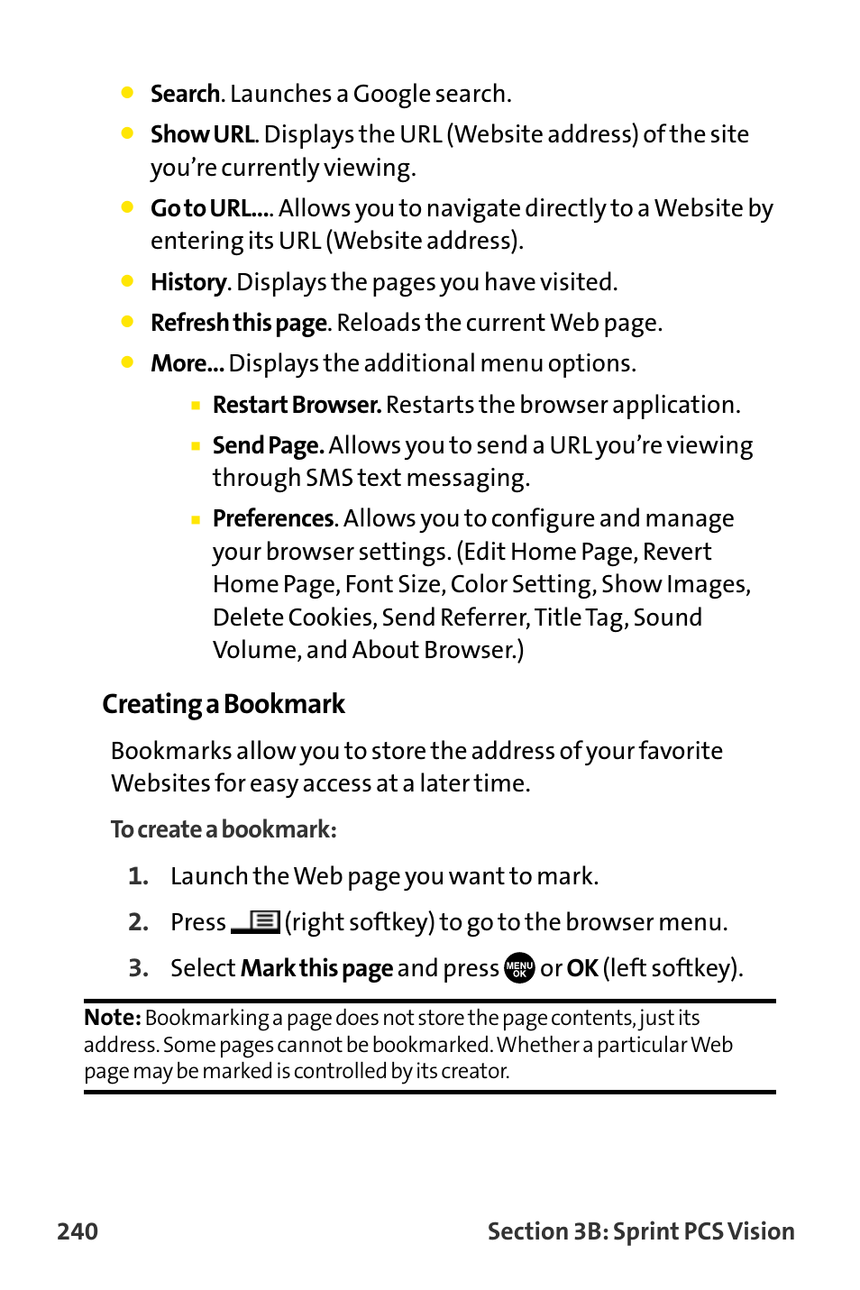 Creating a bookmark | Sanyo VI-2300 User Manual | Page 252 / 286