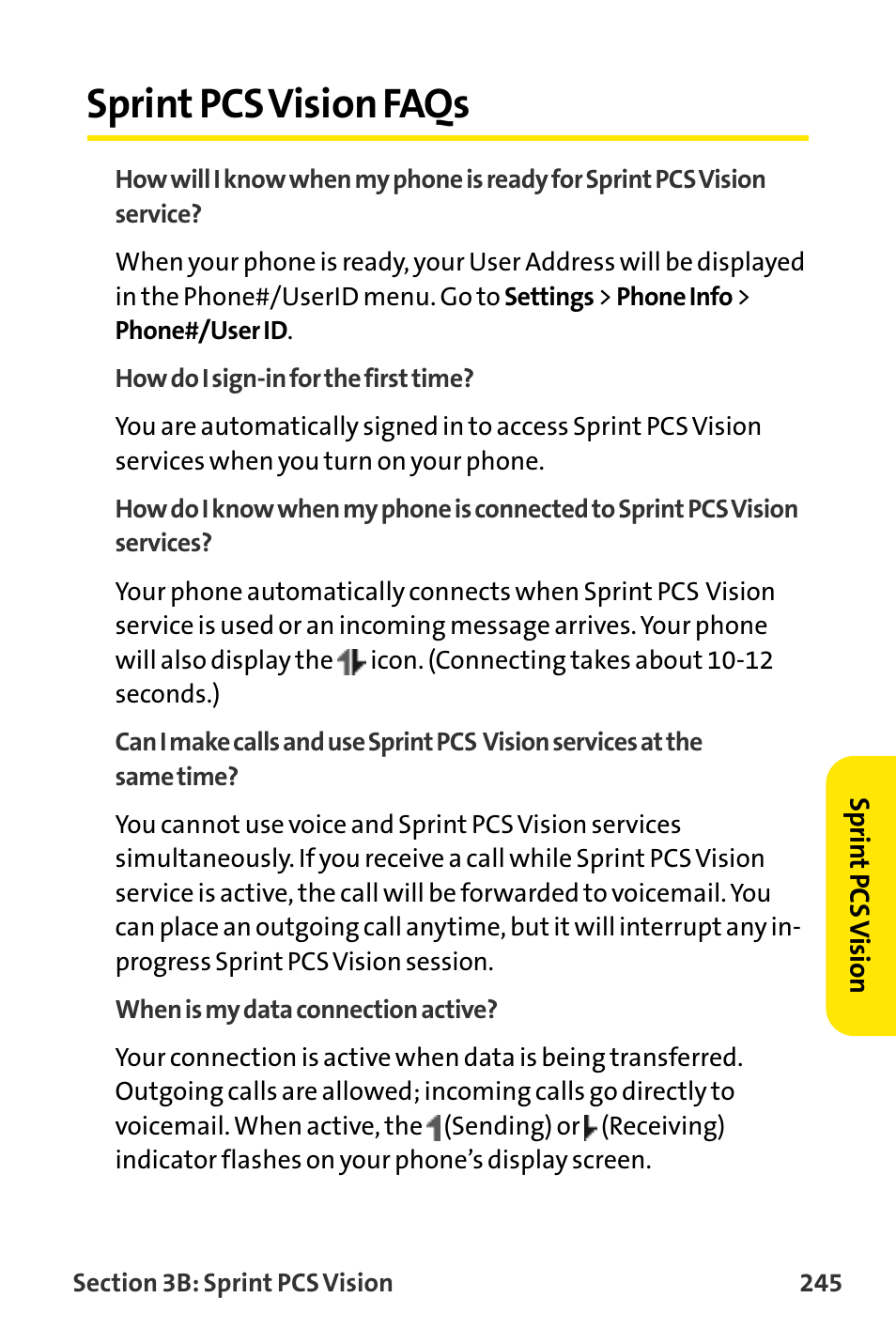 Sprint pcs vision faqs | Sanyo VI-2300 User Manual | Page 257 / 286