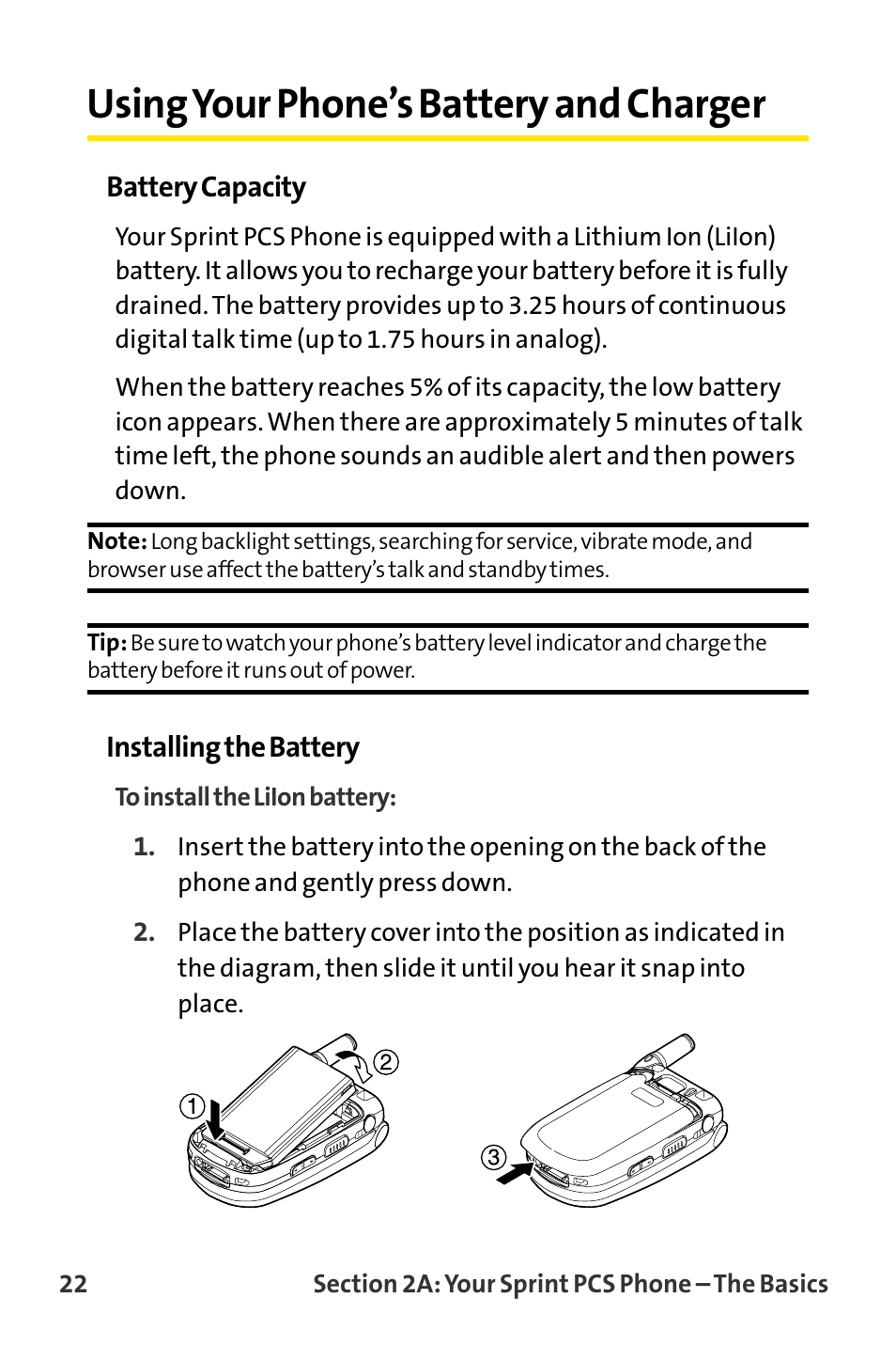 Using your phone’s battery a, Using your phone’s battery and charger | Sanyo VI-2300 User Manual | Page 34 / 286