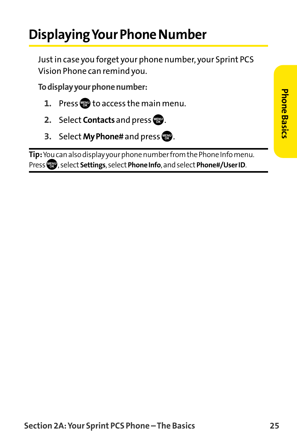 Displaying your phone number, Displayingyour phone number | Sanyo VI-2300 User Manual | Page 37 / 286