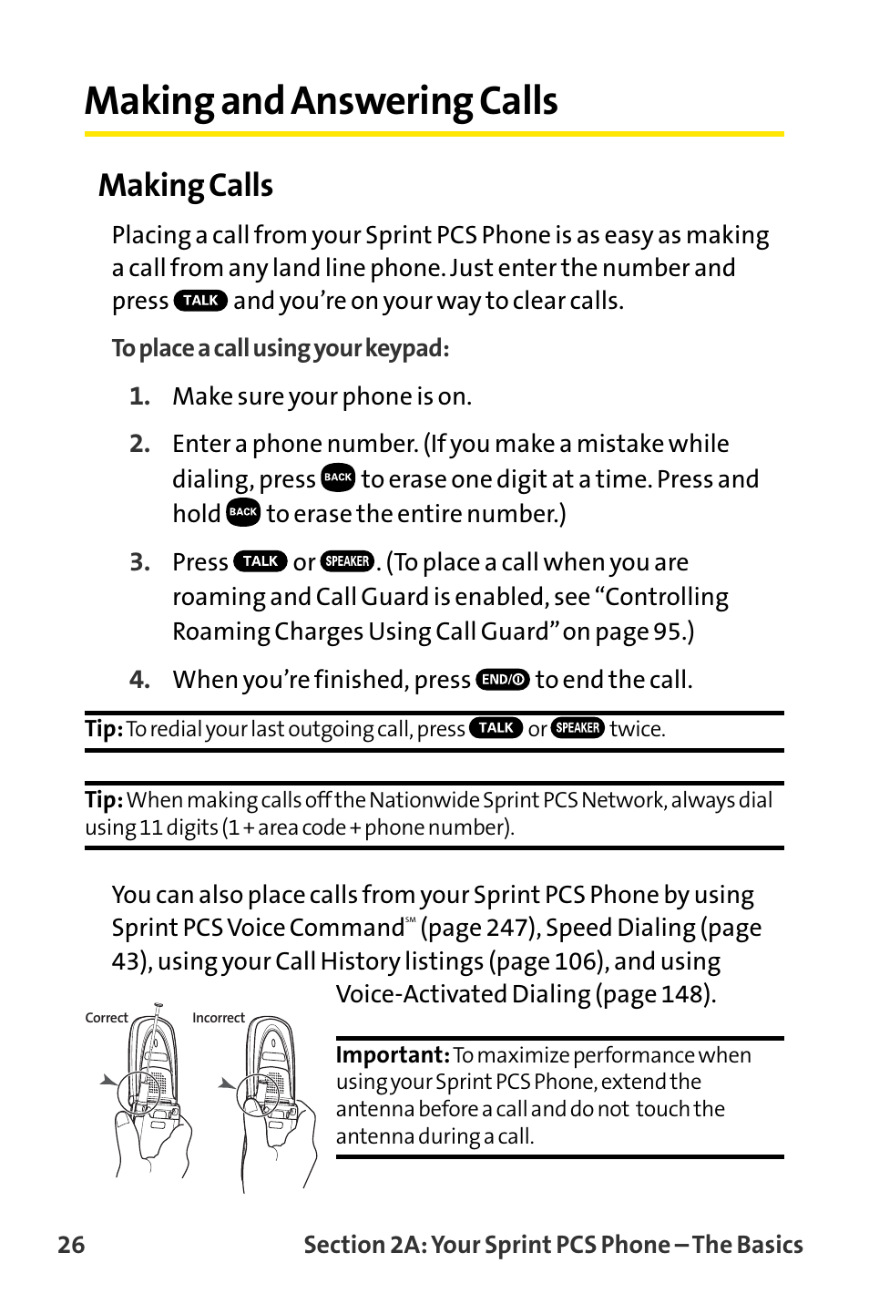 Making and answering calls, Making calls | Sanyo VI-2300 User Manual | Page 38 / 286