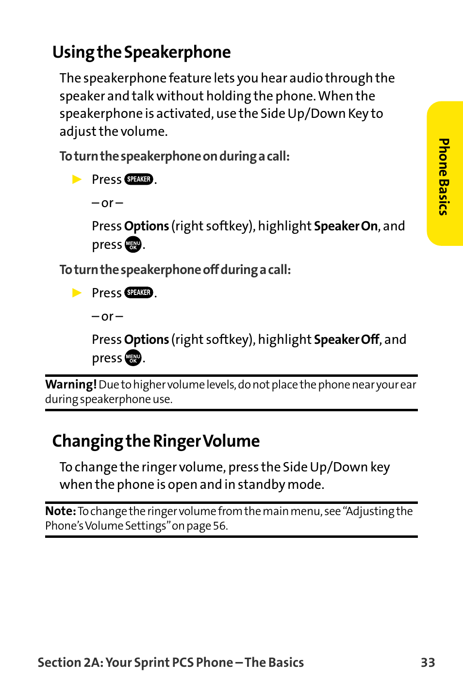 Using the speakerphone, Changing the ringer volume | Sanyo VI-2300 User Manual | Page 45 / 286