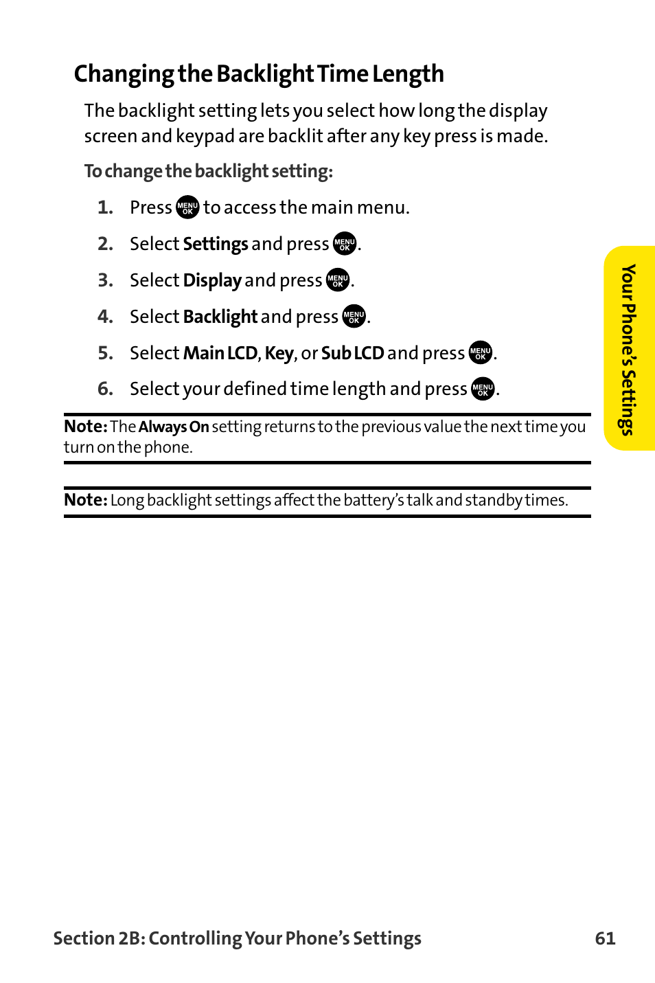 Changing the backlighttime length | Sanyo VI-2300 User Manual | Page 73 / 286