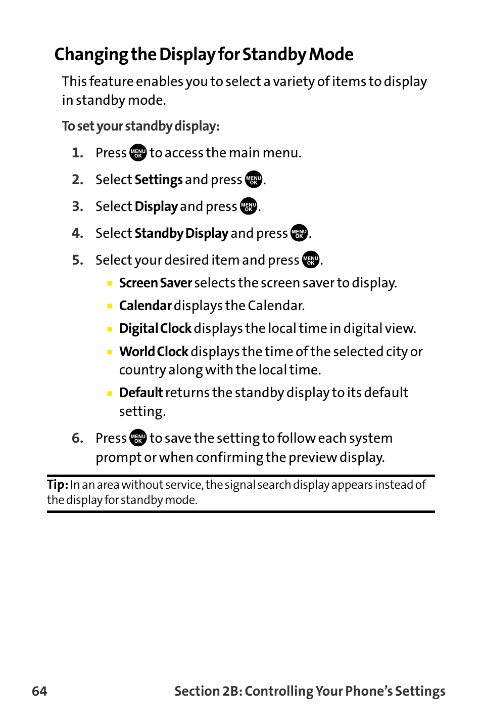Changing the display for standby mode | Sanyo VI-2300 User Manual | Page 76 / 286