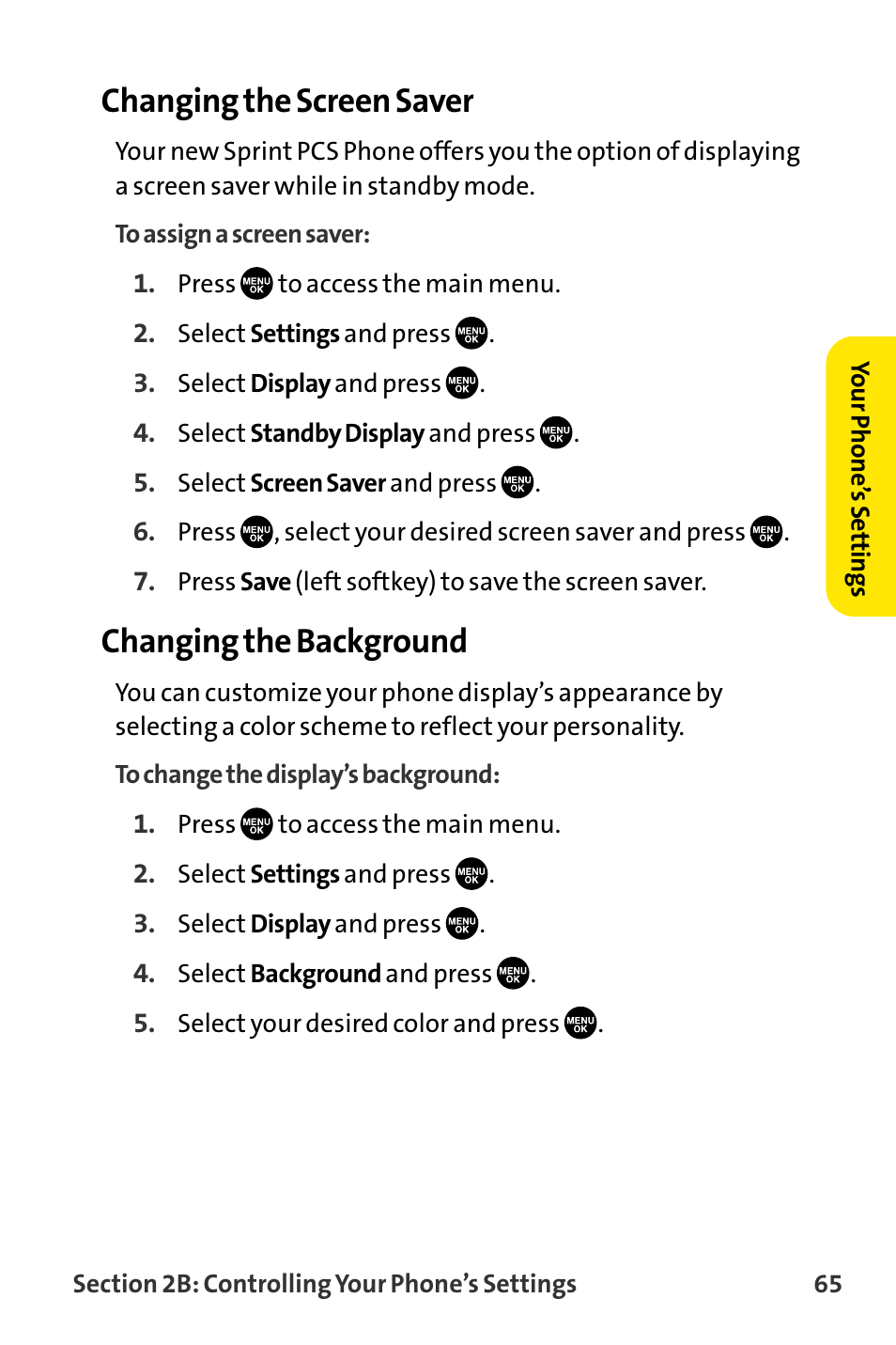Changing the screen saver, Changing the background | Sanyo VI-2300 User Manual | Page 77 / 286