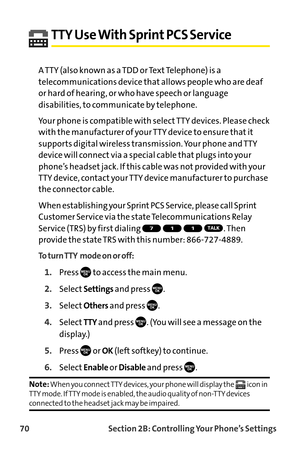 Tty use with sprint pcs service, Tty usewith sprint pcs service | Sanyo VI-2300 User Manual | Page 82 / 286