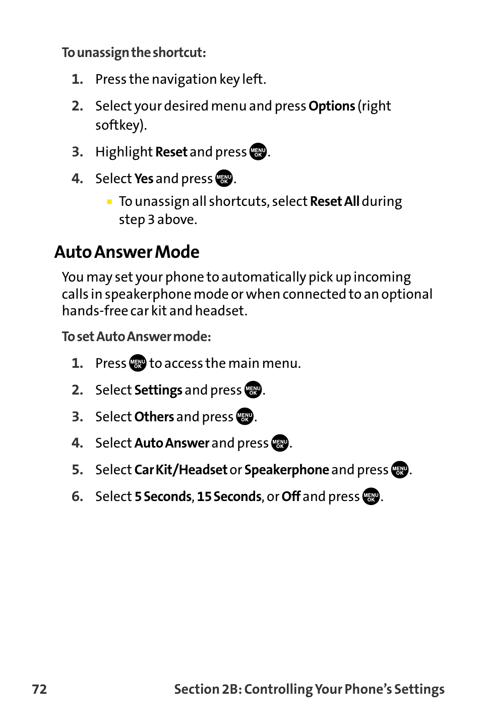 72 f, Auto answer mode | Sanyo VI-2300 User Manual | Page 84 / 286