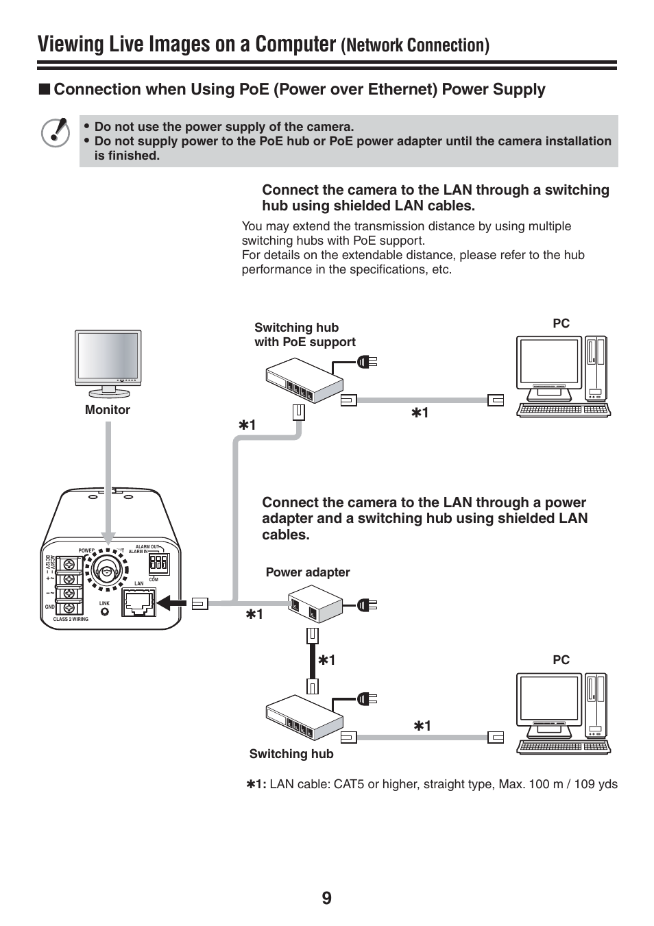 Viewing live images on a computer, Network connection) | Sanyo VCC-N4598PC User Manual | Page 10 / 20