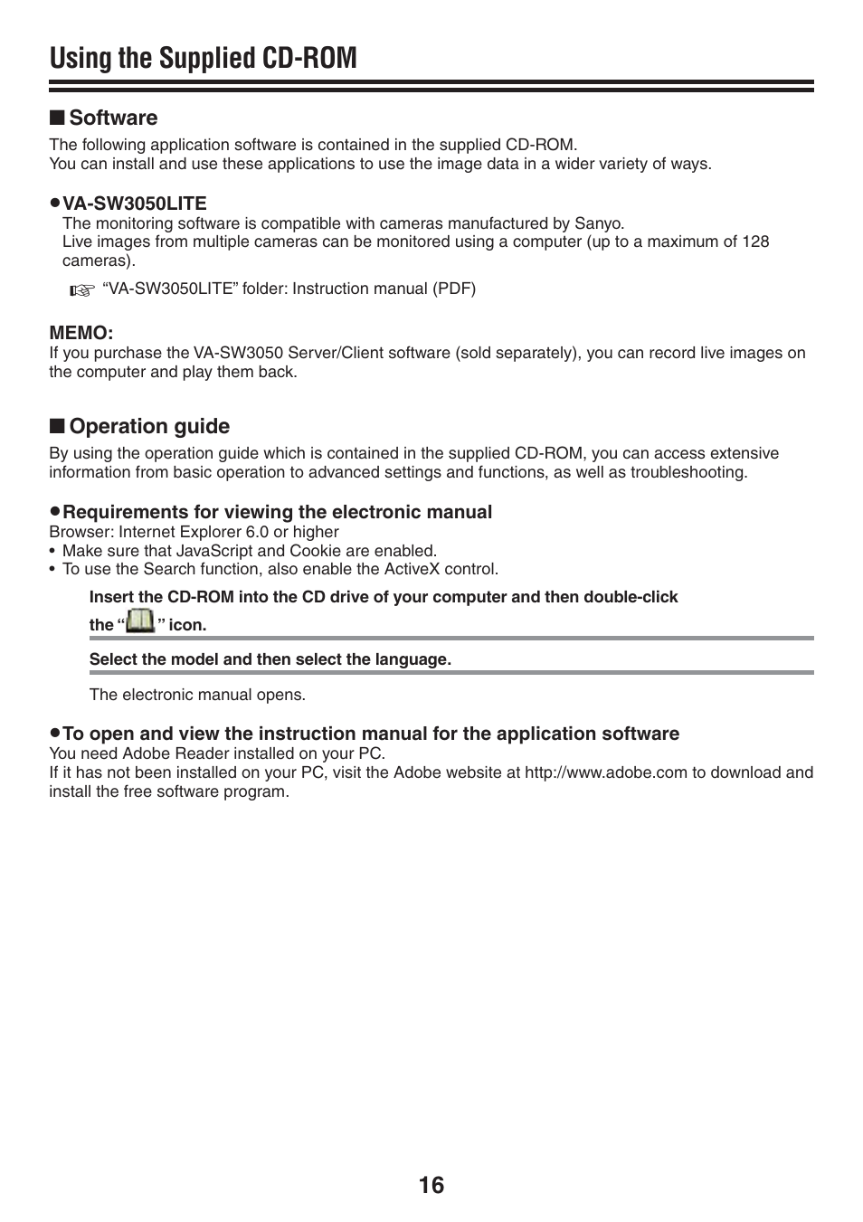 Using the supplied cd-rom | Sanyo VCC-N4598PC User Manual | Page 17 / 20