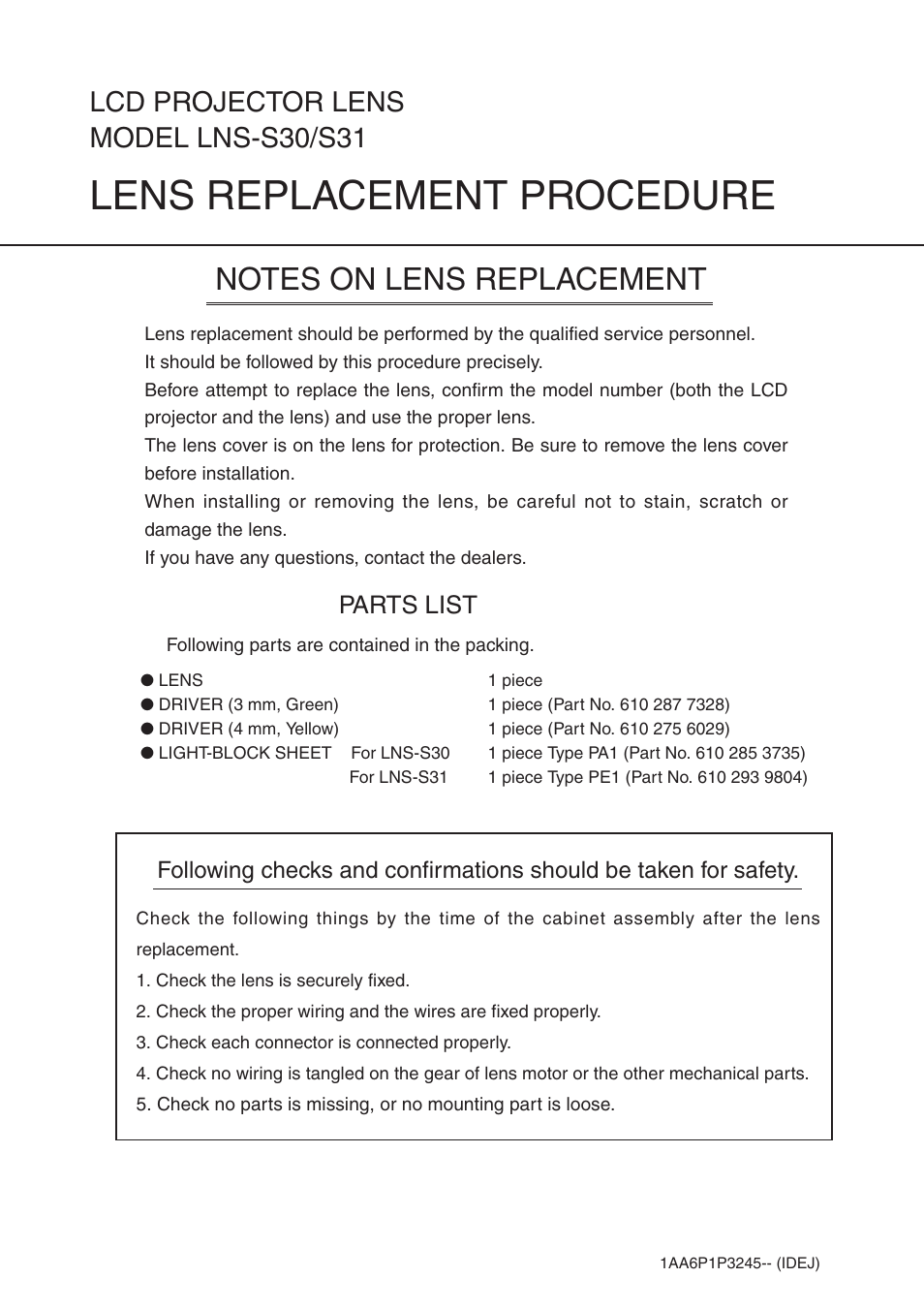 Sanyo LNS-S30 User Manual | 4 pages