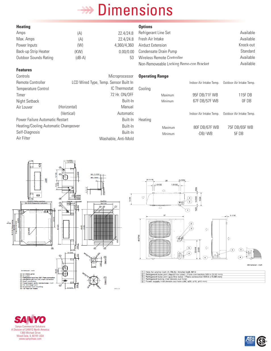 Dimensions | Sanyo 42XHW72R User Manual | Page 2 / 2