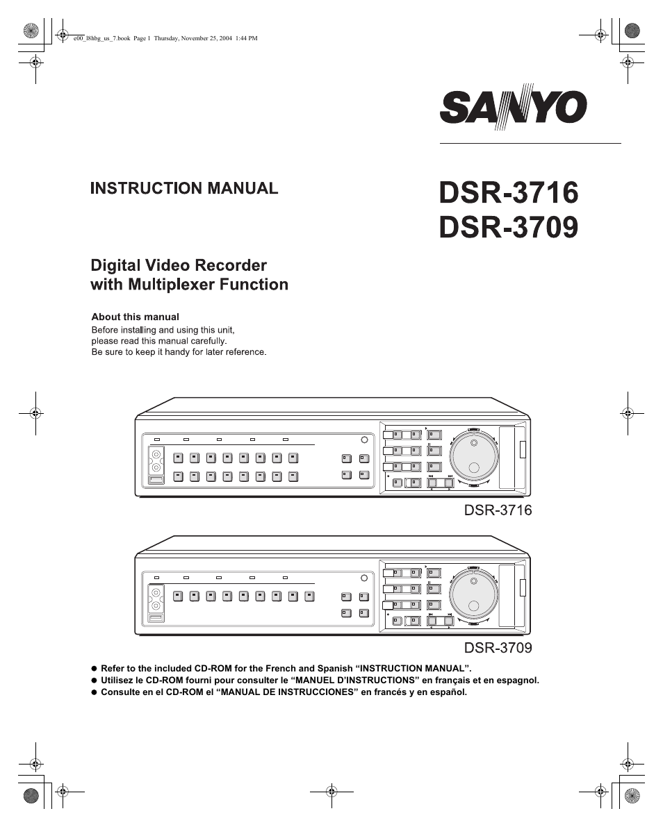 Sanyo DSR-3709 User Manual | 126 pages