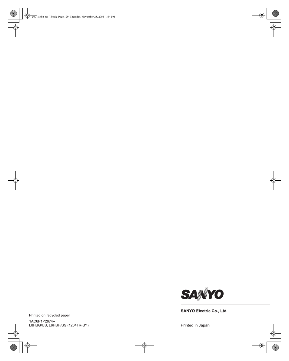 Sanyo DSR-3709 User Manual | Page 126 / 126