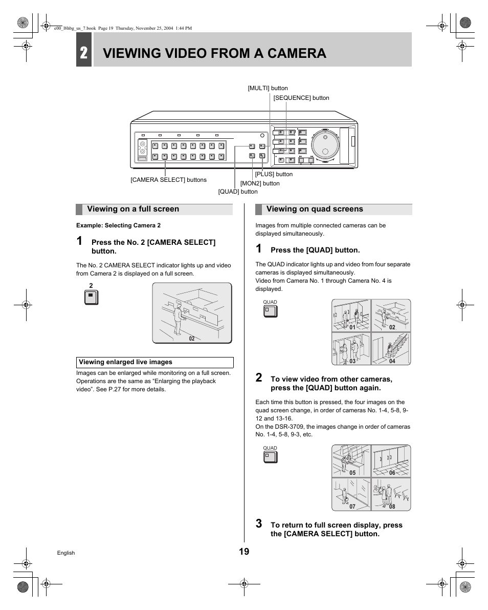 Viewing video from a camera | Sanyo DSR-3709 User Manual | Page 20 / 126