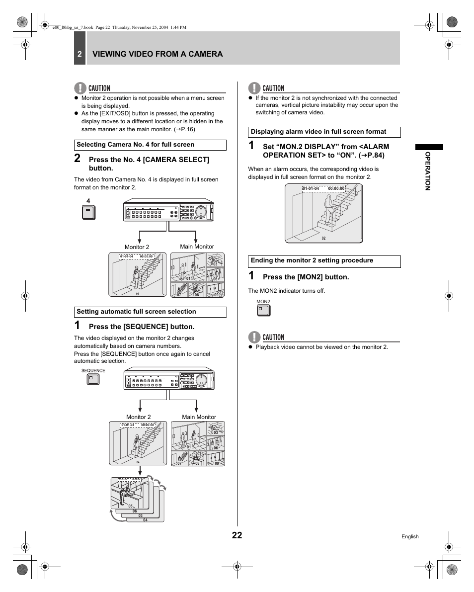 Viewing video from a camera 2 | Sanyo DSR-3709 User Manual | Page 23 / 126