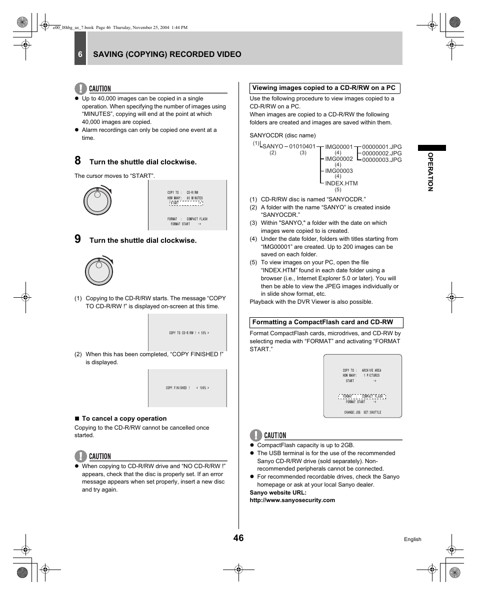 Saving (copying) recorded video 6 | Sanyo DSR-3709 User Manual | Page 47 / 126