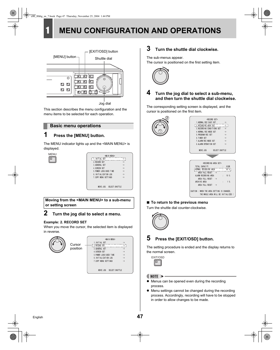 Menu configuration and operations | Sanyo DSR-3709 User Manual | Page 48 / 126