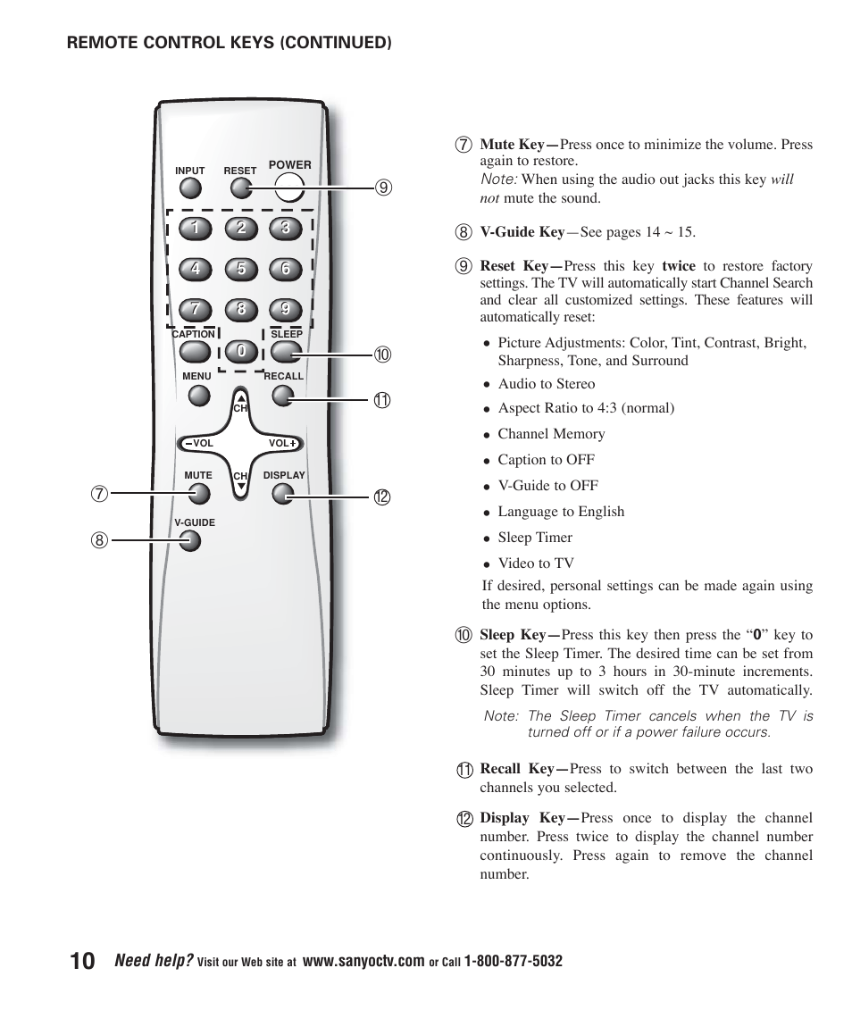 Sanyo DS27425 User Manual | Page 10 / 18