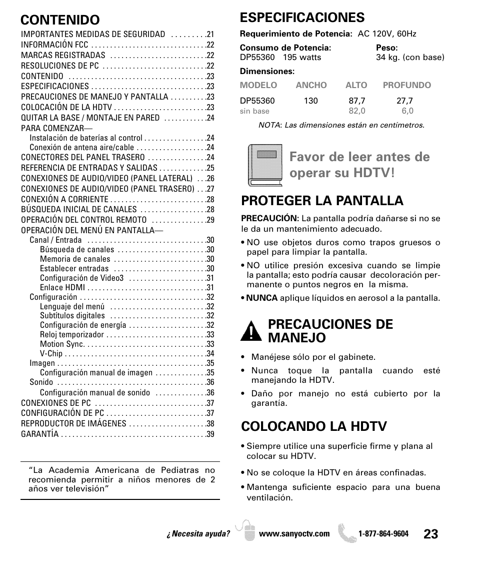 Sanyo DP55360 User Manual | Page 23 / 40