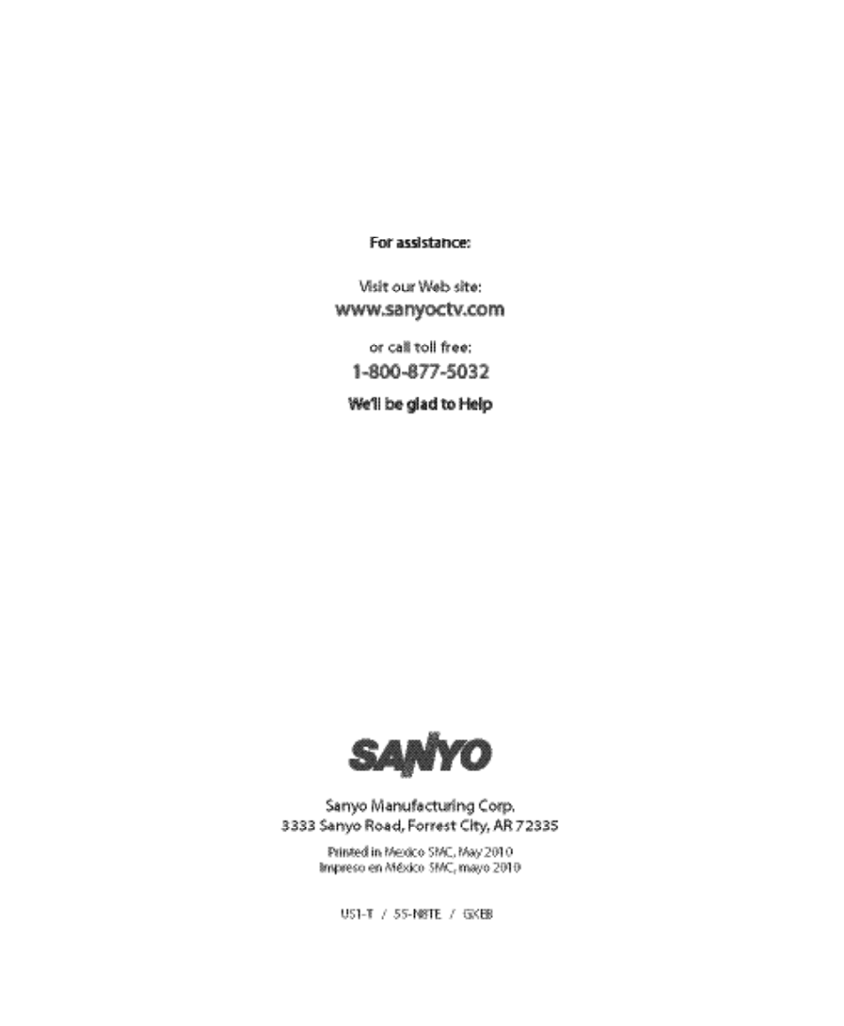 Sanyo DP55360 User Manual | Page 40 / 40
