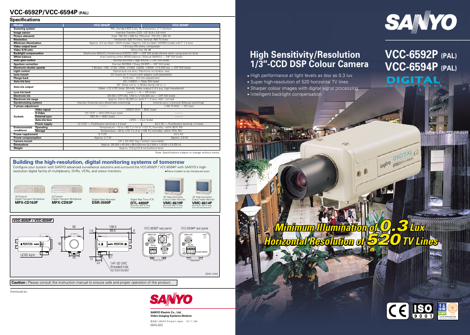 Sanyo VCC-6594P User Manual | 2 pages