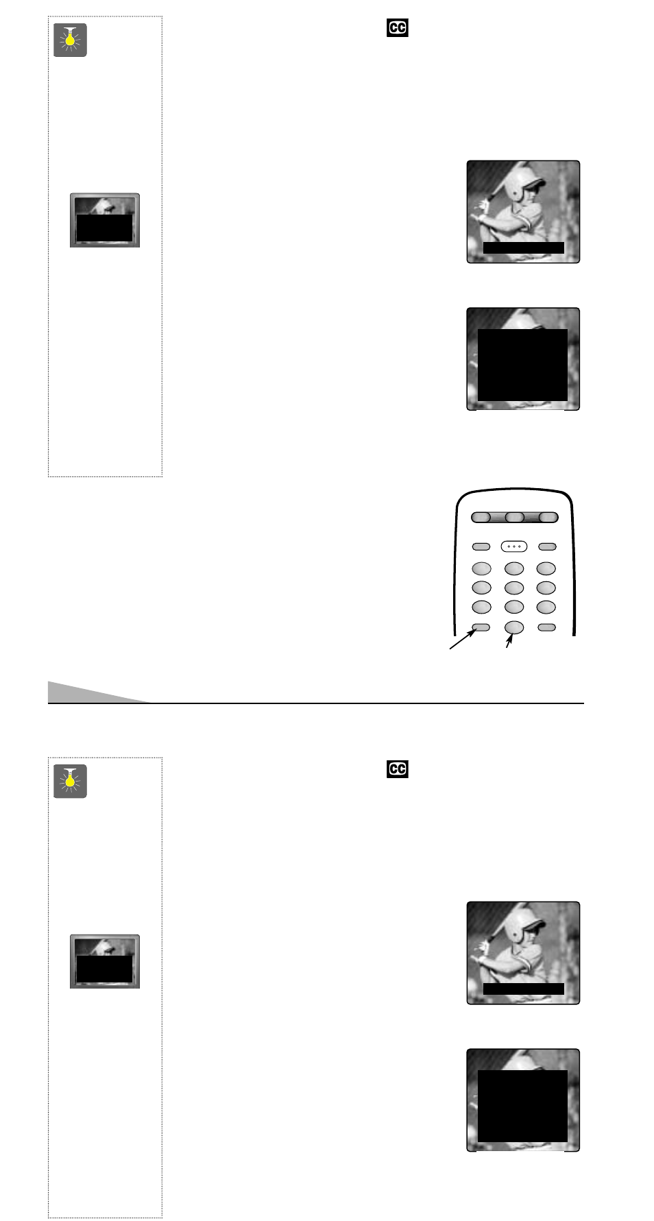 Quicktips, Closed-captioning | Sanyo AVM-3259G User Manual | Page 12 / 36