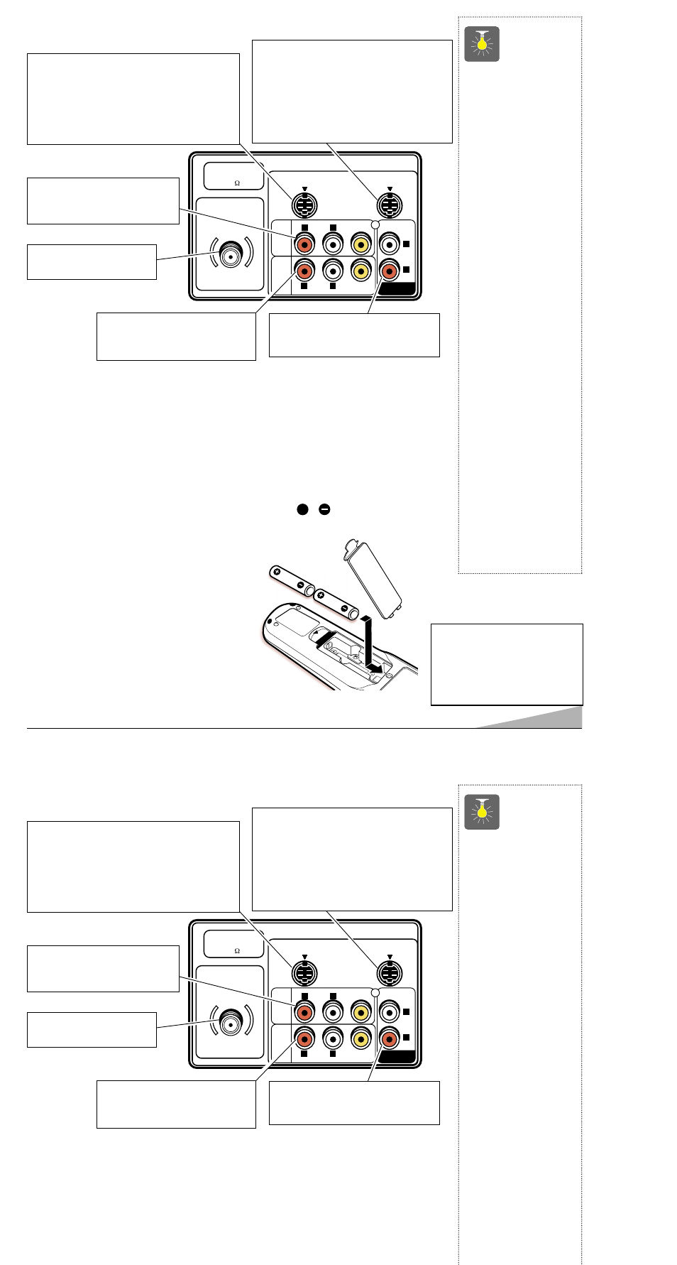 Control remoto universal, Panel posterior (modelo avm-3650g), Instalación de baterías (2 aa no incluídas) | Consejos rápidos | Sanyo AVM-3259G User Manual | Page 23 / 36